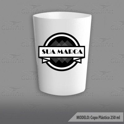 Copo Plástico Branco 250 ml Exclusivo Personalizado