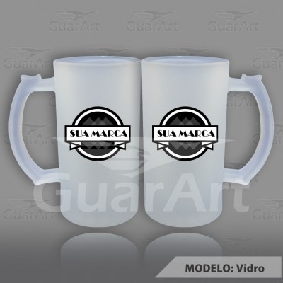 Caneca CHOPP de Vidro Jateado 475 ml Exclusiva Personalizada