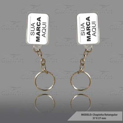 Chaveiro 2 faces Exclusivo Personalizado modelo chapinha retangular 37X27mm