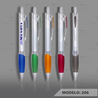 Caneta Esferográfica Plástico cores diversas Exclusiva Personalizada Modelo 206